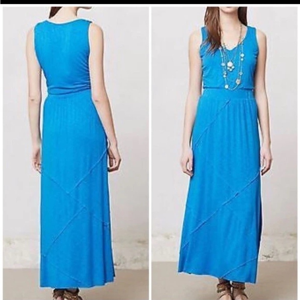 Sapphire blue t-shirt maxi dress Anthropologie